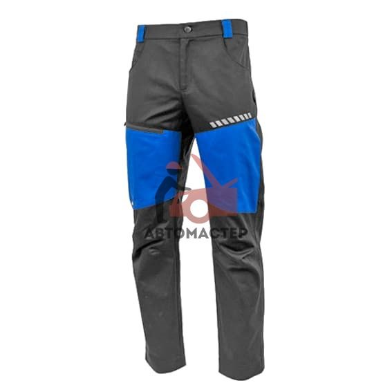 Брюки мужские летние BRODEKS KS-334, васильковый/черный, размер 52