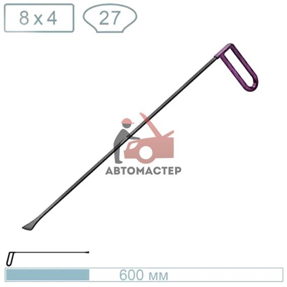 Крючок рихтовщика AV-TOOL (L 1000 мм, Китовый хвост, ширина окончания 27 мм)