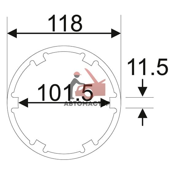Головка ступичная 6-зубовая 101,5-118mm (MERCEDES, MAN) JTC