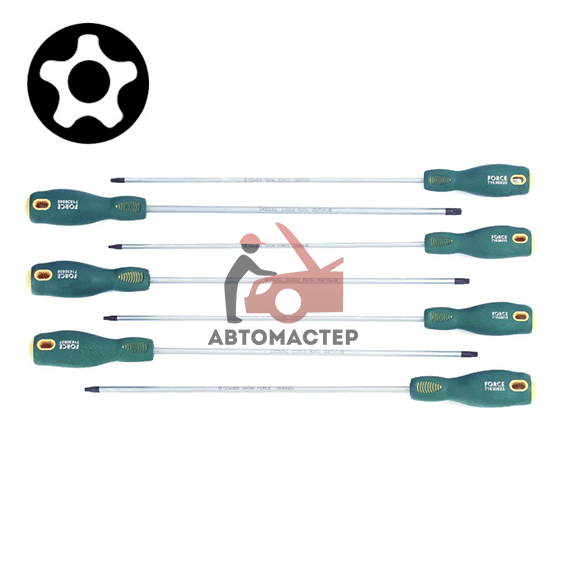 Набор отверток torx (6 лучей) с отверст. FORCE 7пр. Т10Н-Т40Н