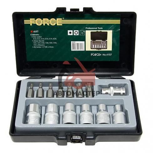 Набор головок "Е" и torx (6 лучей) 1/2 14пр FORCE