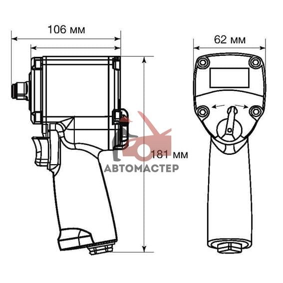 Гайковерт 1/2 THORVIK 62 кг компактный