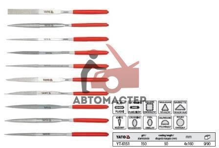 Набор надфилей алмазных YATO 10пр 4*160*50мм
