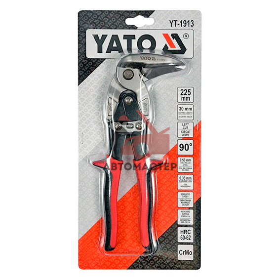 Ножницы по металлу YATO левый рез L225мм 90град