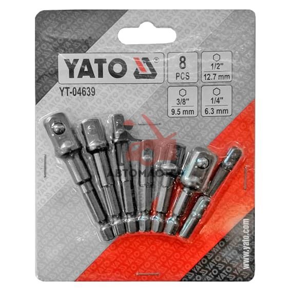 Набор адаптеров для шуруповерта на 1/4, 3/8, 1/2 8 пр. YATO