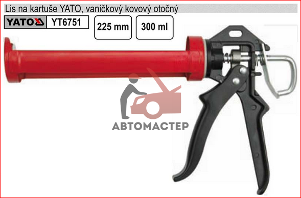 Пистолет для герметика YATO (полукорпусной) L 255мм 300мм