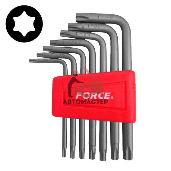 Набор torx (6 лучей) Г-обр FORCE 7пр Т10-Т40