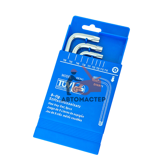 Набор torx (6 лучей) Г-обр. STRONG 9пр Т10-Т50 в синей коробке HK941