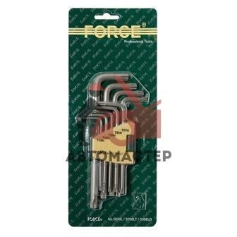 Набор torx (6 лучей) с отверст. Г-обр. FORCE удлин. 9шт Т10H-Т50H