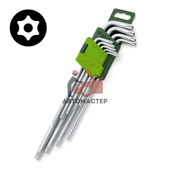 Набор torx (6 лучей) с отверст.  Г-обр ДЕЛО ТЕХНИКИ 9шт Т10-Т50 (длинные)