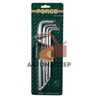 Набор шестигр. Г-обр. дюймовых длинных c шаром FORCE 9пр.