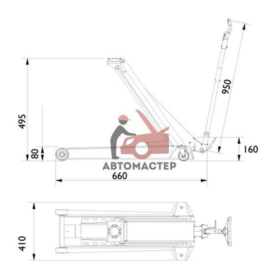 Домкрат подкатной низкопрофильный 2 т. AC Hydraulic DK20 ( Дания ) 80-495 мм
