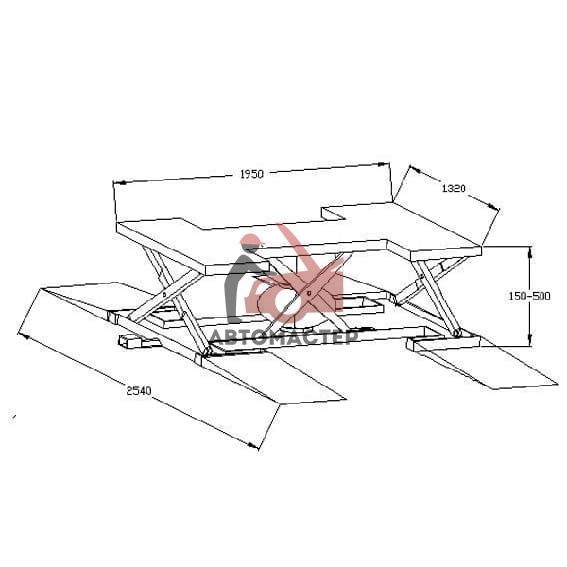 Подъемник ножничный пневматический KraftWell KRW260B