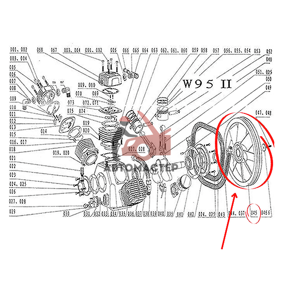 Шкив компрессора D.460 мм V90 (W95) (045W95)