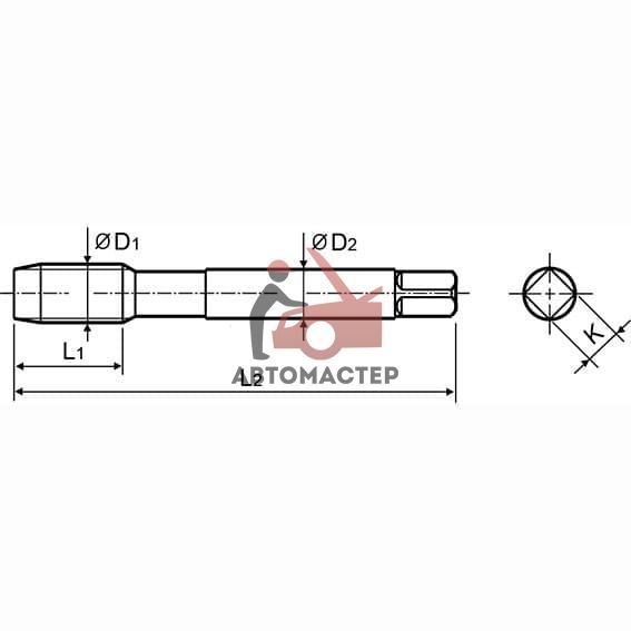 Метчик THORVIK машинно-ручной (T-DRIVE), М4х0.7, HSS-G