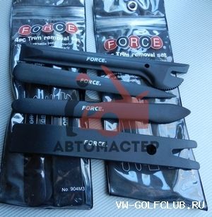 Набор для демонтажа обшивки и клипс FORCE 4 пр. (в пластике)