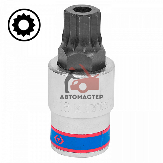 Вставка-пресс 1/2 spline с отв. L66мм M18 KINGTONY