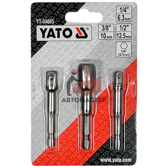 Набор адаптеров для шуруповерта на 1/4, 3/8, 1/2 3 пр. YATO