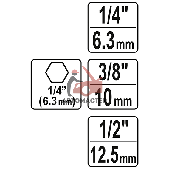Набор адаптеров для шуруповерта на 1/4, 3/8, 1/2 3 пр. YATO