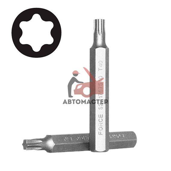 Вставка torx (6 лучей) L75мм Т40 FORCE 10мм