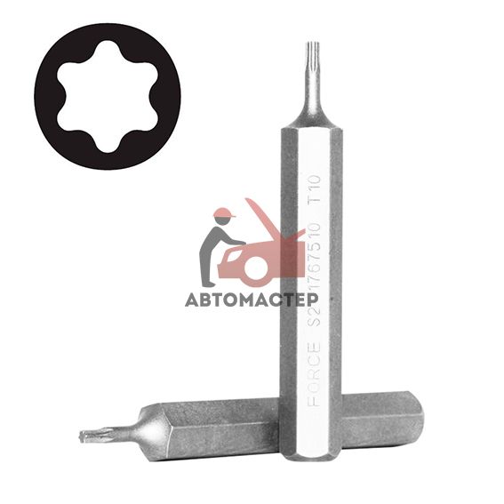 Вставка torx (6 лучей) L75мм Т10 FORCE 10мм