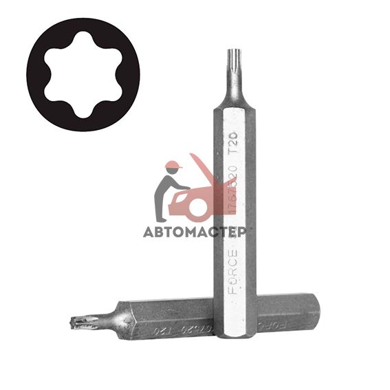 Вставка torx (6 лучей) L75мм Т20 FORCE 10мм