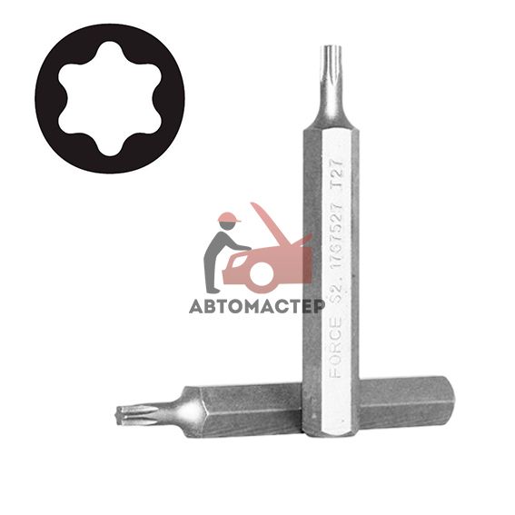 Вставка torx (6 лучей) L75мм Т27 FORCE 10мм