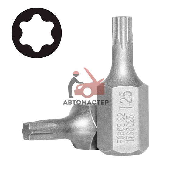 Вставка torx (6 лучей) L30мм Т25 FORCE 10мм