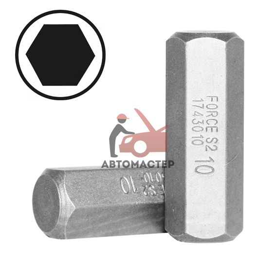 Вставка шестигранник L30мм 10мм FORCE 10мм