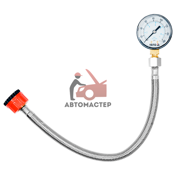 Манометр с шлангом для измерения давления воды до 11 бар 1/2, 3/4 YATO