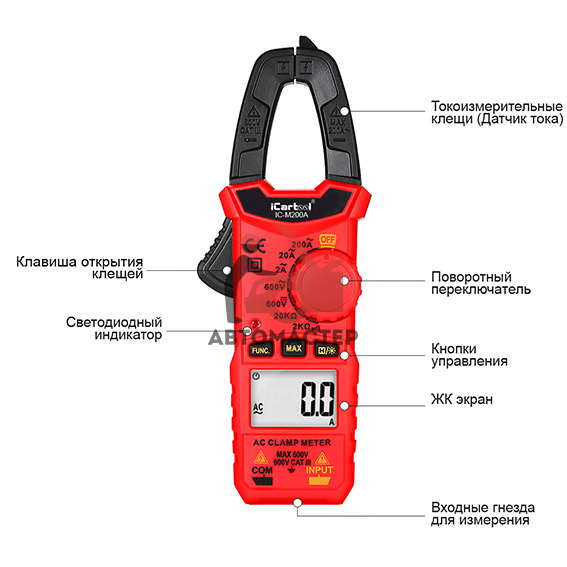 Токовые клещи iCartool IC-M200A