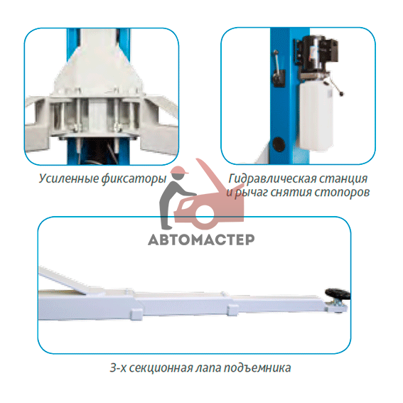 Подъемник 2 стоечный 4т СТАНКОИМПОРТ электрогидравлический 380V (с одной ручкой)