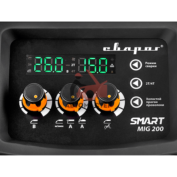 Сварочный инвертор MIG 220V СВАРОГ REAL SMART MIG 200 BLACK (N2A5) 7,1 кВА, 30,9 А (маска, краги)