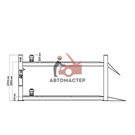 Подъемник 4-х стоечный электрогидр. 380V, СТАНКОИМПОРТ 5,5 т. под сход-развал