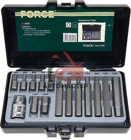Набор вставок FORCE 15пр 6гр 4-12мм