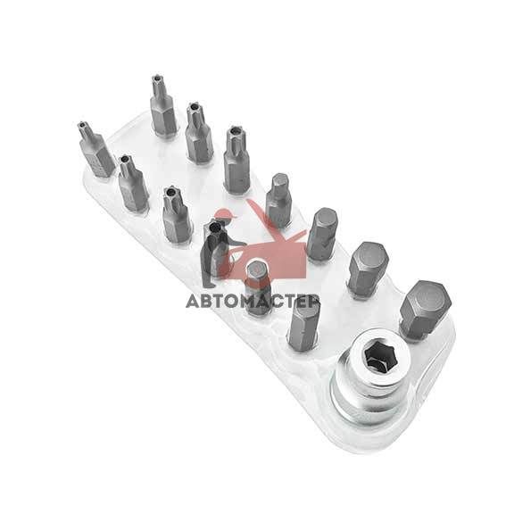 Набор вставок STRONG 15 пр torx с отв. и 6 гр. Т20-Т45, 5 - 12 мм, 5/16 с держателем 1/2