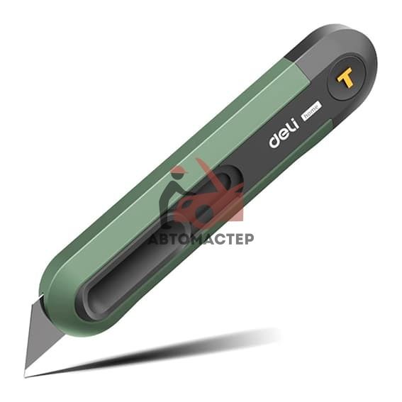 Нож канцелярский DELI home series green с Т-образным лезвием (зеленый)