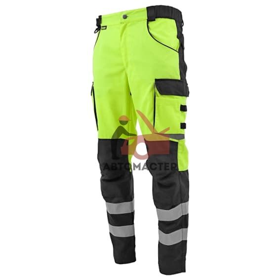 Брюки сигнальные BRODEKS KS-309, желтый/черный, размер 52