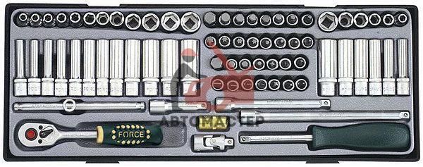 Набор головок 1/4 74пр 6 гр FORCE дюйм/метр