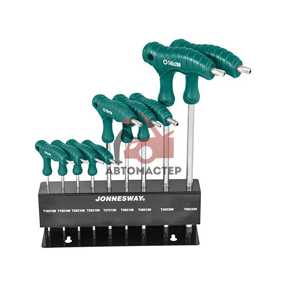 Набор  torx (6 лучей) Г-обр. с пластиковой ручкой JONNESWAY 9пр Т10-Т50