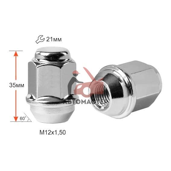 Гайка 12*1,50*35 HYUNDAI, ключ 21, хром