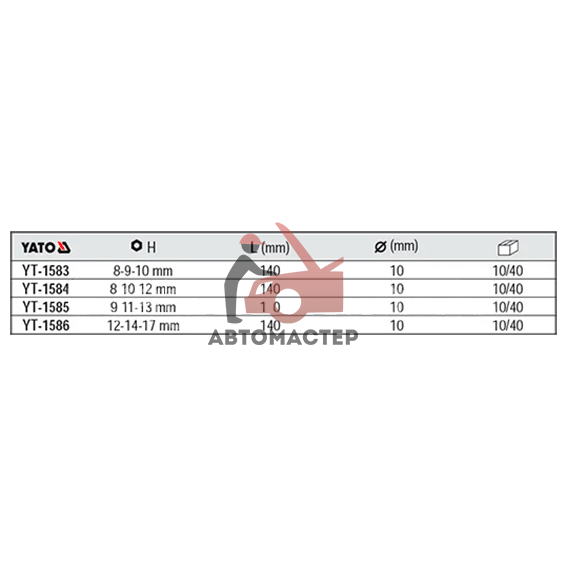 Ключ торцевой тройник YATO 12*14*17мм